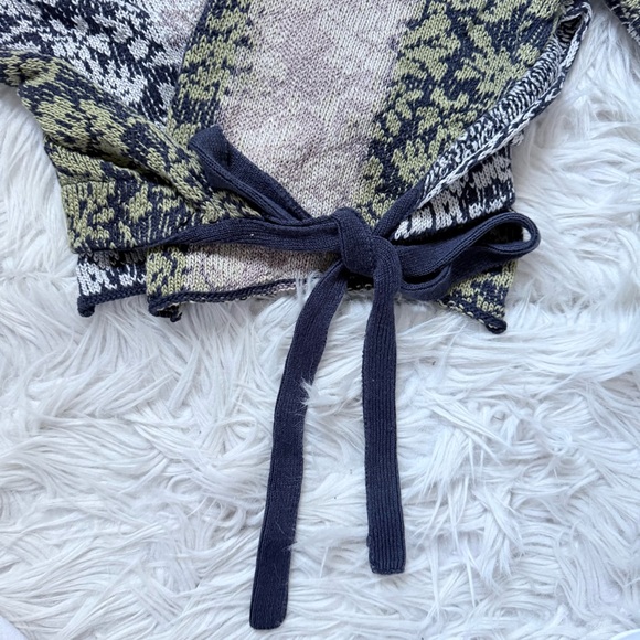 Vintage Dries Van Noten Linen Balletcore Kimono Wrap Sweater Crop Top M - Picture 2 of 7